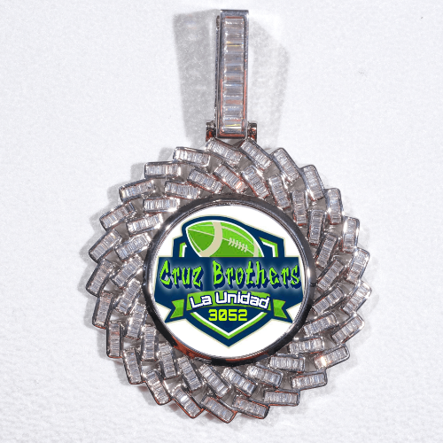 Large 3D Baguette Custom Picture Pendant