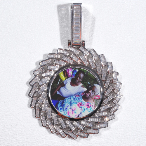 Large 3D Baguette Custom Picture Pendant