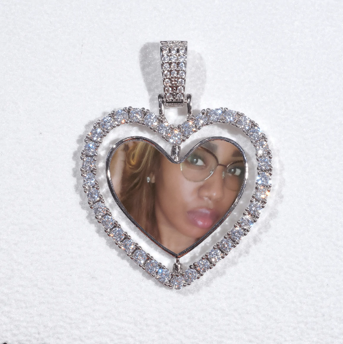 3D Spinning 2-Faced Heart Custom Picture Pendant
