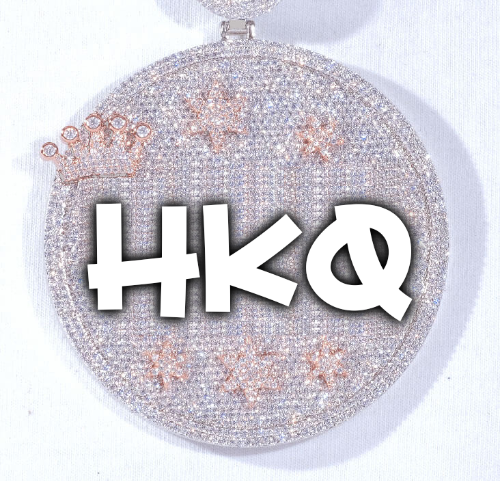 CUSTOM LETTER NECKLACE 3D BIG CROWN DISC