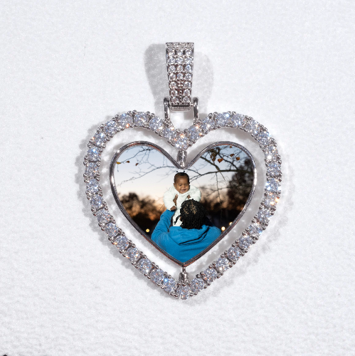 3D Spinning 2-Faced Heart Custom Picture Pendant