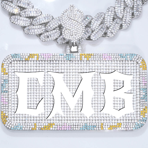 CUSTOM LETTER NECKLACE 3D COLORFUL SQUARE