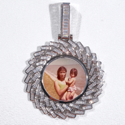 Large 3D Baguette Custom Picture Pendant