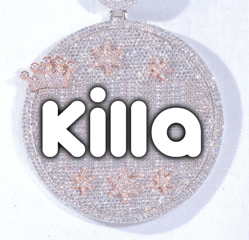 CUSTOM LETTER NECKLACE 3D BIG CROWN DISC