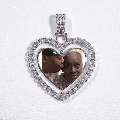 3D Spinning 2-Faced Heart Custom Picture Pendant