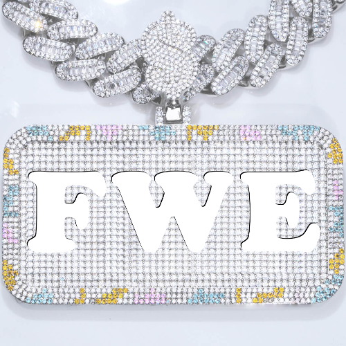 CUSTOM LETTER NECKLACE 3D COLORFUL SQUARE
