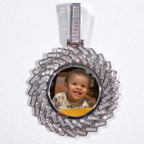 Large 3D Baguette Custom Picture Pendant