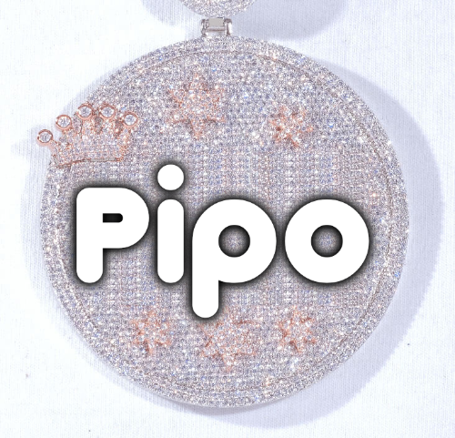 CUSTOM LETTER NECKLACE 3D BIG CROWN DISC