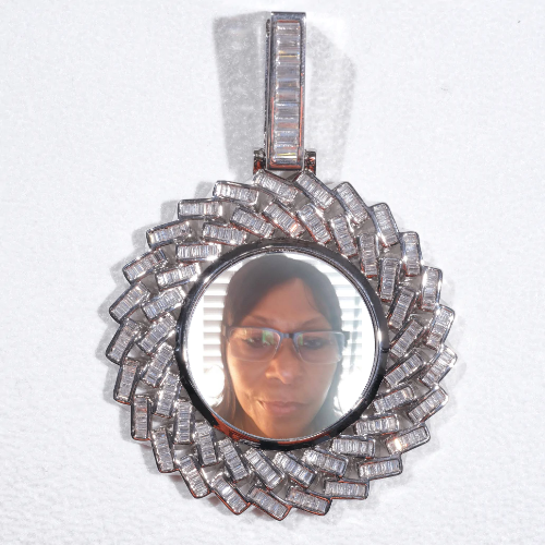 Large 3D Baguette Custom Picture Pendant