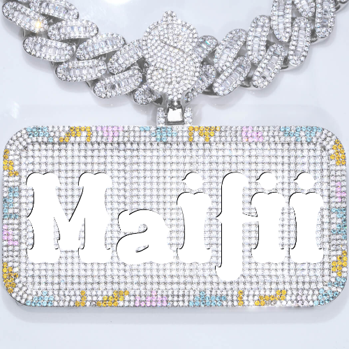CUSTOM LETTER NECKLACE 3D COLORFUL SQUARE