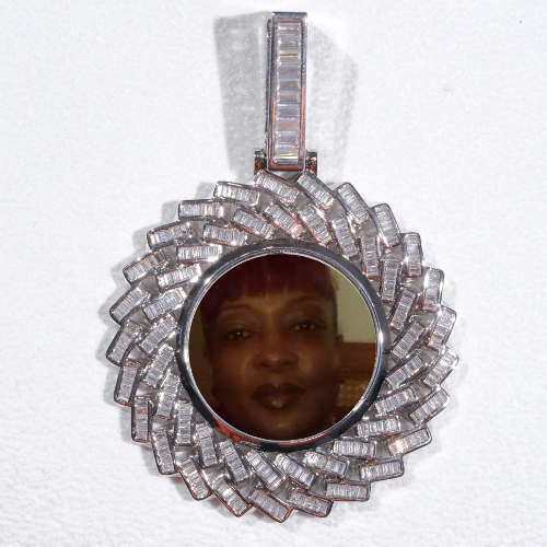 Large 3D Baguette Custom Picture Pendant