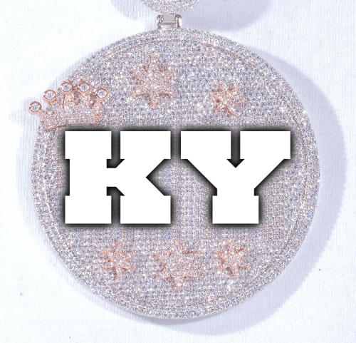 CUSTOM LETTER NECKLACE 3D BIG CROWN DISC