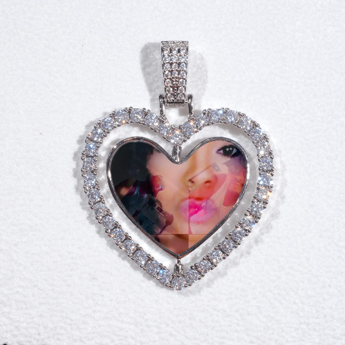 3D Spinning 2-Faced Heart Custom Picture Pendant