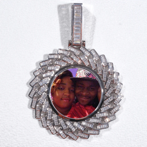 Large 3D Baguette Custom Picture Pendant