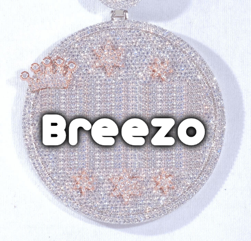 CUSTOM LETTER NECKLACE 3D BIG CROWN DISC