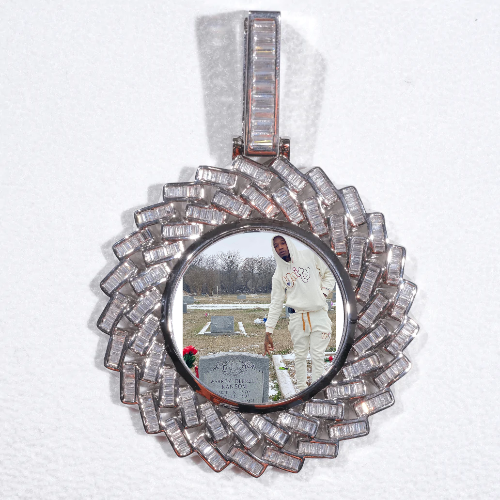 Large 3D Baguette Custom Picture Pendant