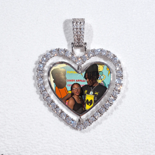 3D Spinning 2-Faced Heart Custom Picture Pendant