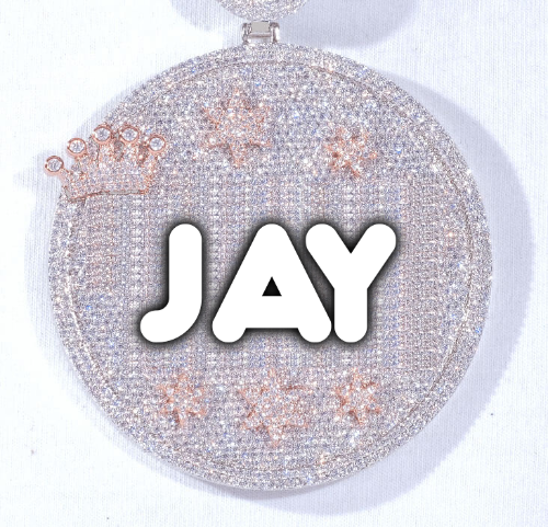 CUSTOM LETTER NECKLACE 3D BIG CROWN DISC