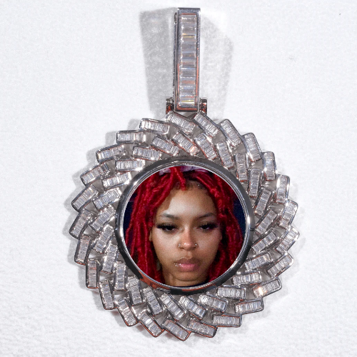 Large 3D Baguette Custom Picture Pendant