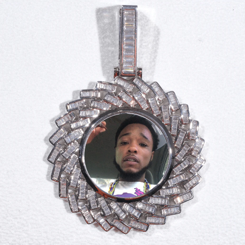 Large 3D Baguette Custom Picture Pendant