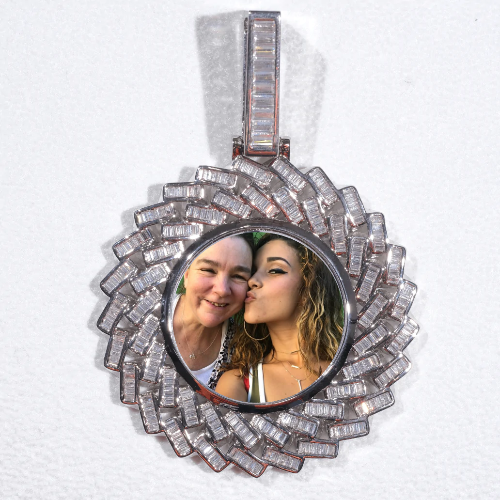 Large 3D Baguette Custom Picture Pendant