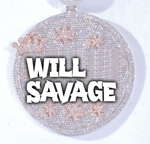 CUSTOM LETTER NECKLACE 3D BIG CROWN DISC