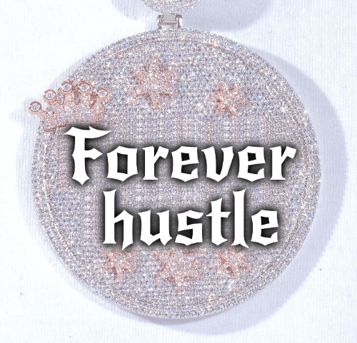 CUSTOM LETTER NECKLACE 3D BIG CROWN DISC