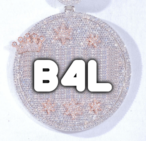 CUSTOM LETTER NECKLACE 3D BIG CROWN DISC