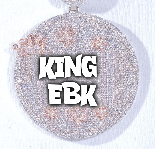 CUSTOM LETTER NECKLACE 3D BIG CROWN DISC
