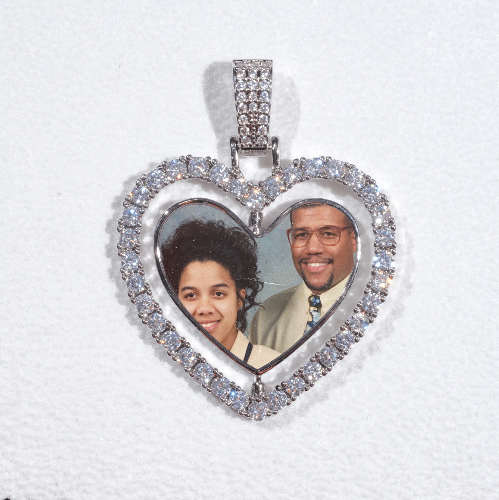 3D Spinning 2-Faced Heart Custom Picture Pendant