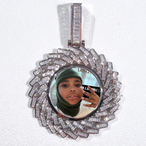 Large 3D Baguette Custom Picture Pendant