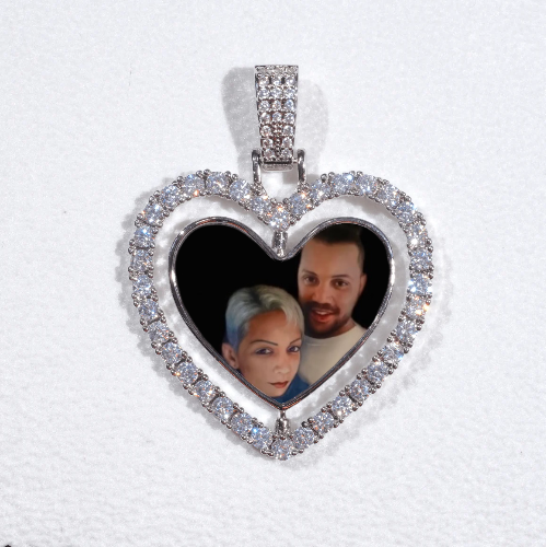3D Spinning 2-Faced Heart Custom Picture Pendant
