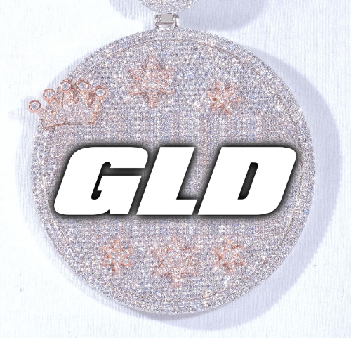 CUSTOM LETTER NECKLACE 3D BIG CROWN DISC