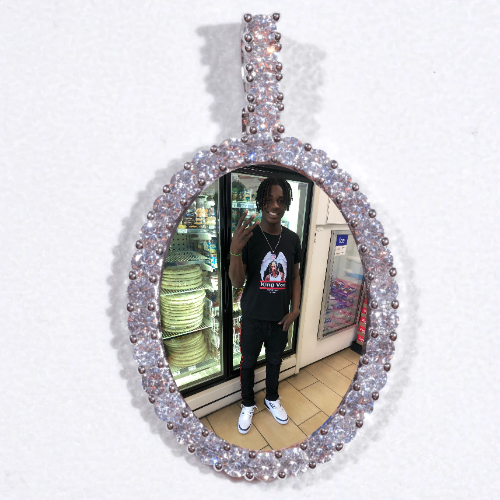 Large 3D Oval Custom Picture Pendant