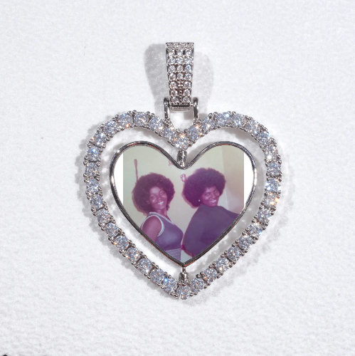 3D Spinning 2-Faced Heart Custom Picture Pendant