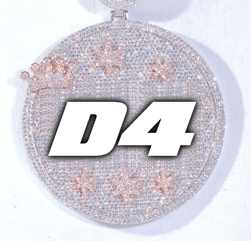 CUSTOM LETTER NECKLACE 3D BIG CROWN DISC