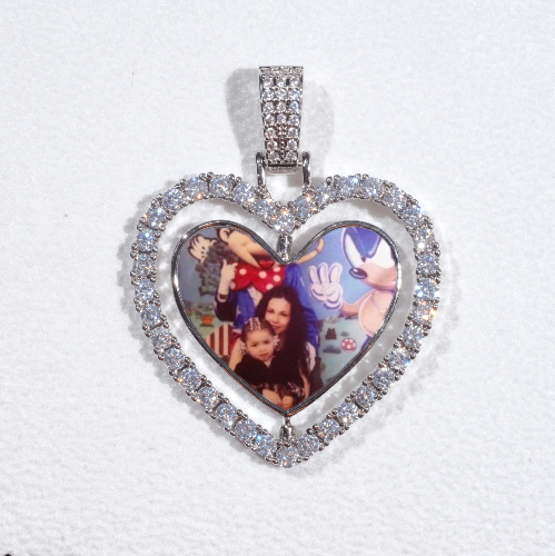3D Spinning 2-Faced Heart Custom Picture Pendant