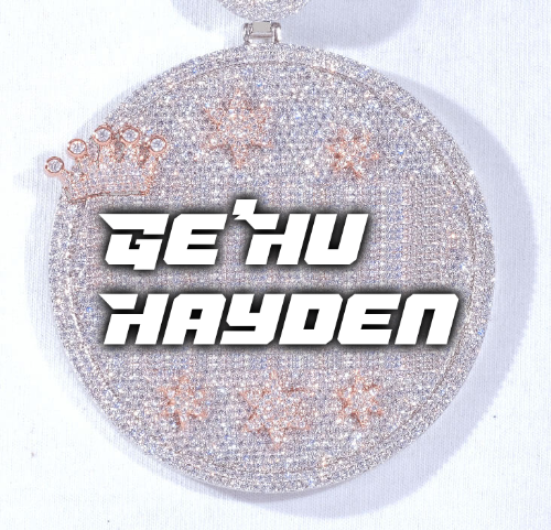 CUSTOM LETTER NECKLACE 3D BIG CROWN DISC