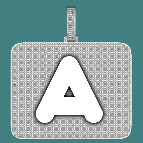 CUSTOM LETTER NECKLACE 3D BIG SQUARE
