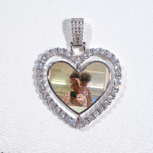 3D Spinning 2-Faced Heart Custom Picture Pendant
