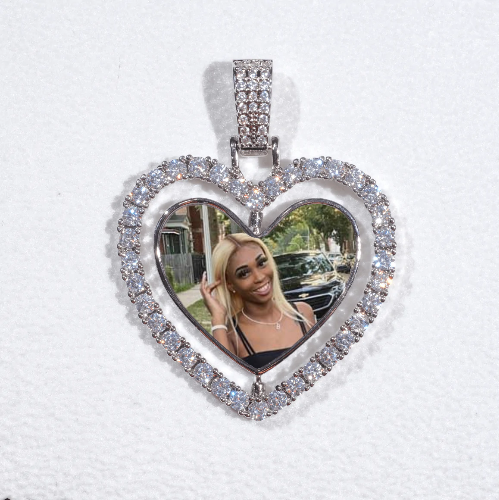 3D Spinning 2-Faced Heart Custom Picture Pendant