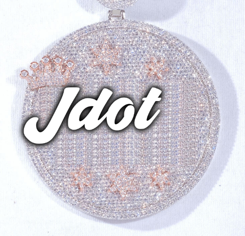 CUSTOM LETTER NECKLACE 3D BIG CROWN DISC