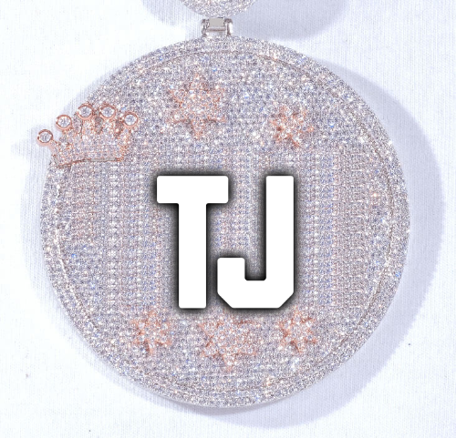 CUSTOM LETTER NECKLACE 3D BIG CROWN DISC