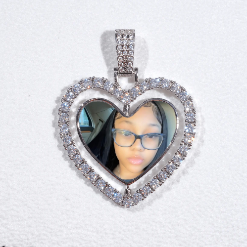 3D Spinning 2-Faced Heart Custom Picture Pendant