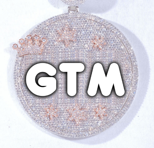 CUSTOM LETTER NECKLACE 3D BIG CROWN DISC