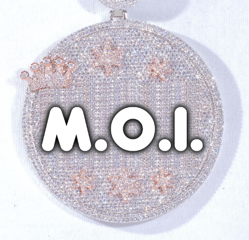 CUSTOM LETTER NECKLACE 3D BIG CROWN DISC