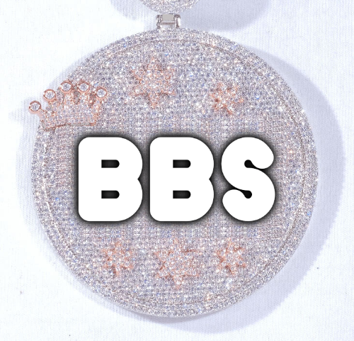 CUSTOM LETTER NECKLACE 3D BIG CROWN DISC