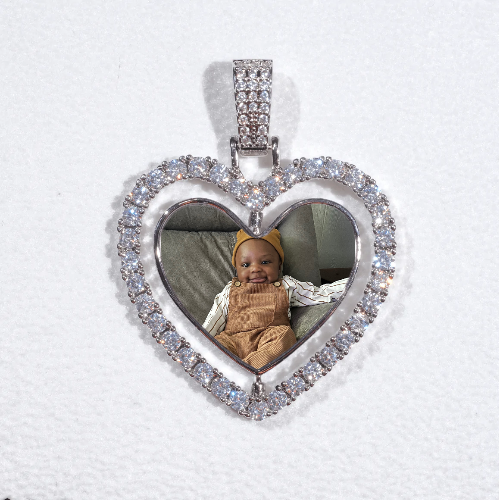 3D Spinning 2-Faced Heart Custom Picture Pendant