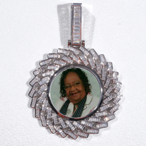 Large 3D Baguette Custom Picture Pendant