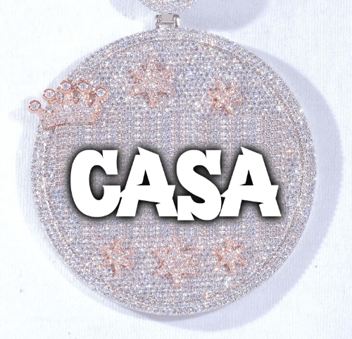 CUSTOM LETTER NECKLACE 3D BIG CROWN DISC